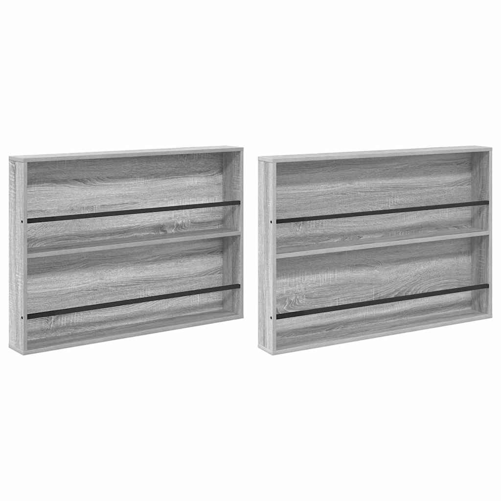 vidaXL Regał na gazety z półką 2 pcs Szary Sonoma 100 x 12 x 70 cm