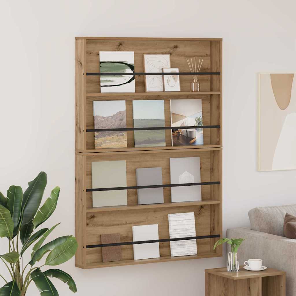 vidaXL Regał na gazety 2 pcs Dąb rzemieślniczy 100 x 12 x 70 cm
