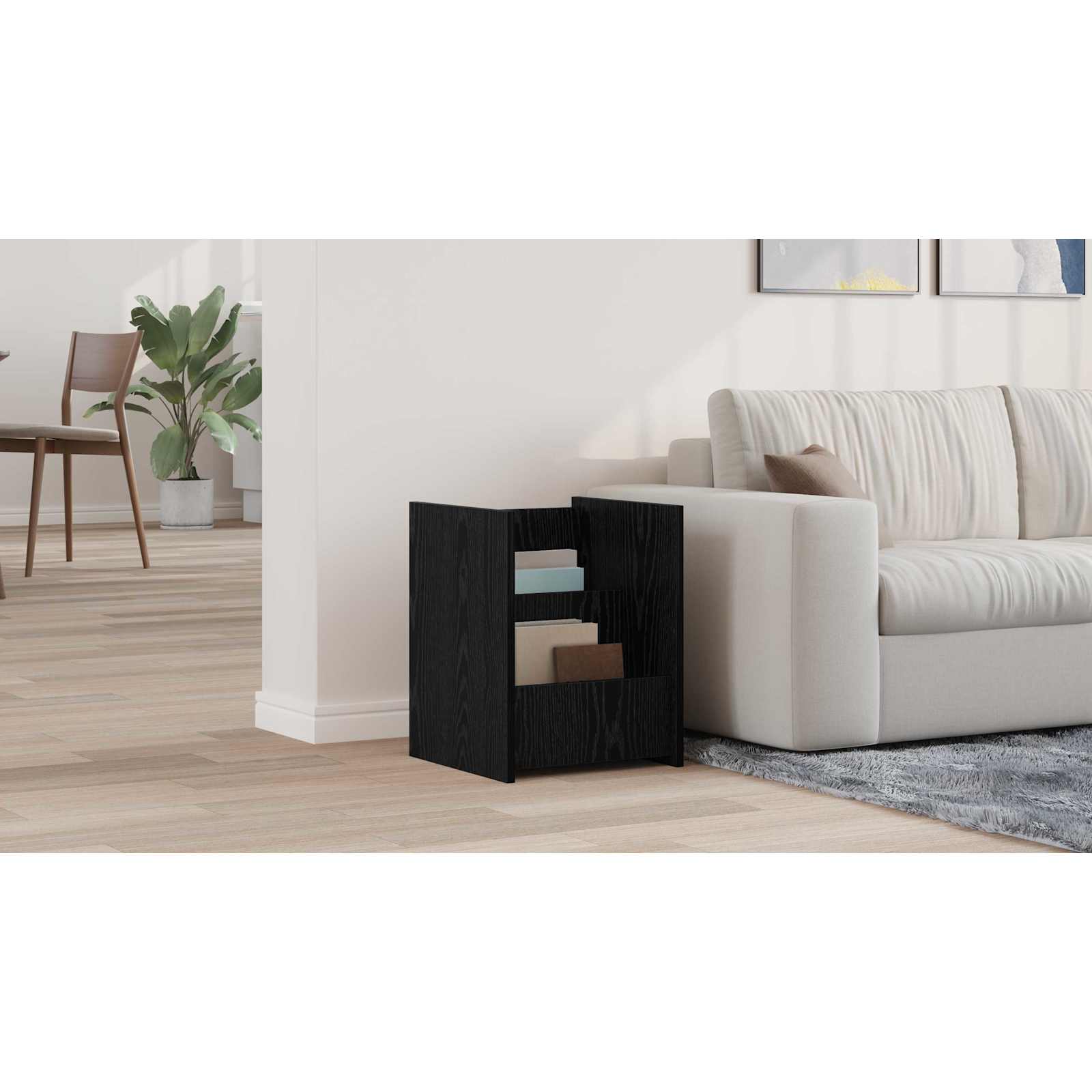 vidaXL Regał na gazety Czarny Dąb 35 x 35 x 45 cm Drewno inżynieryjne