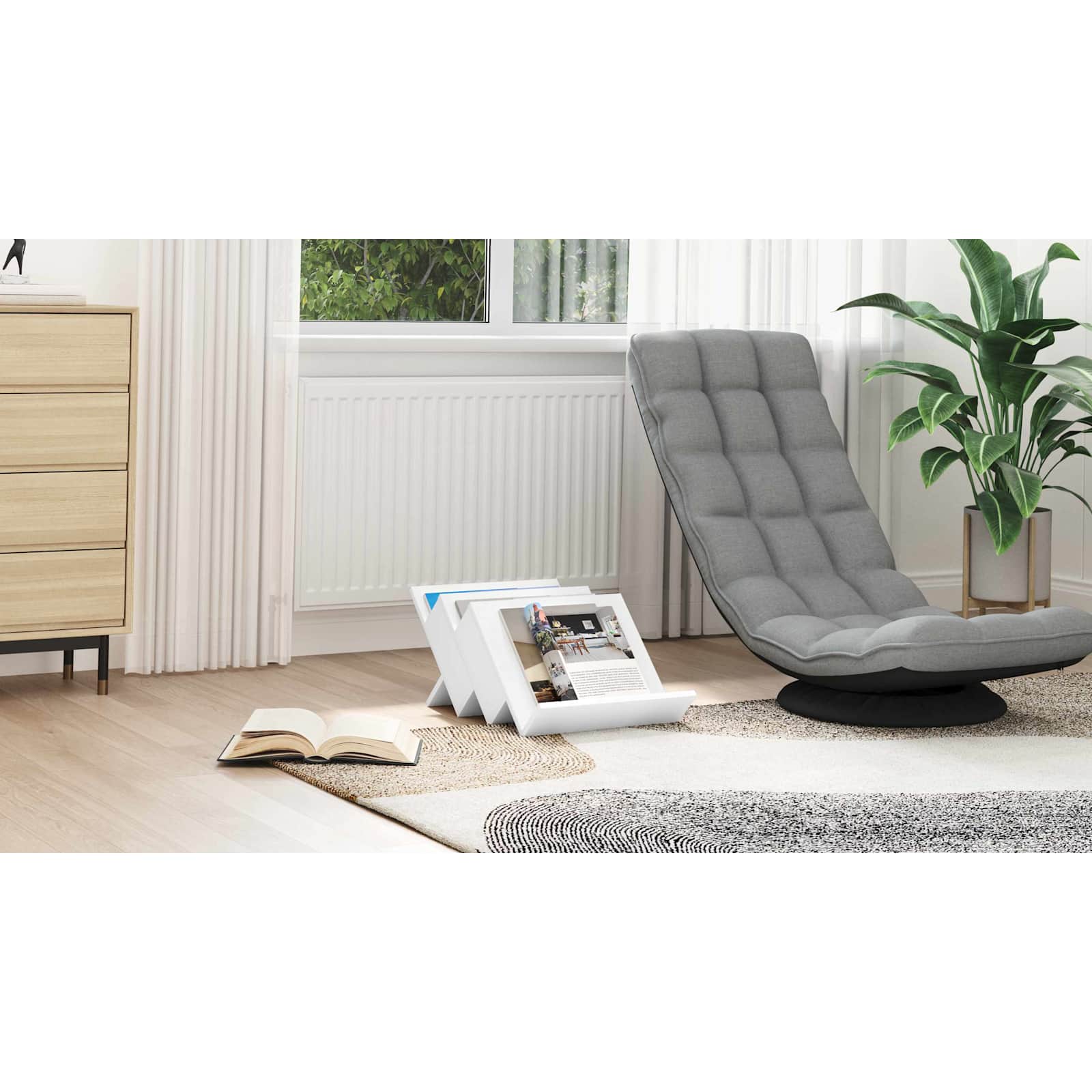 vidaXL Regał na gazety Biały 53 x 40 x 28,5 cm Drewno inżynieryjne