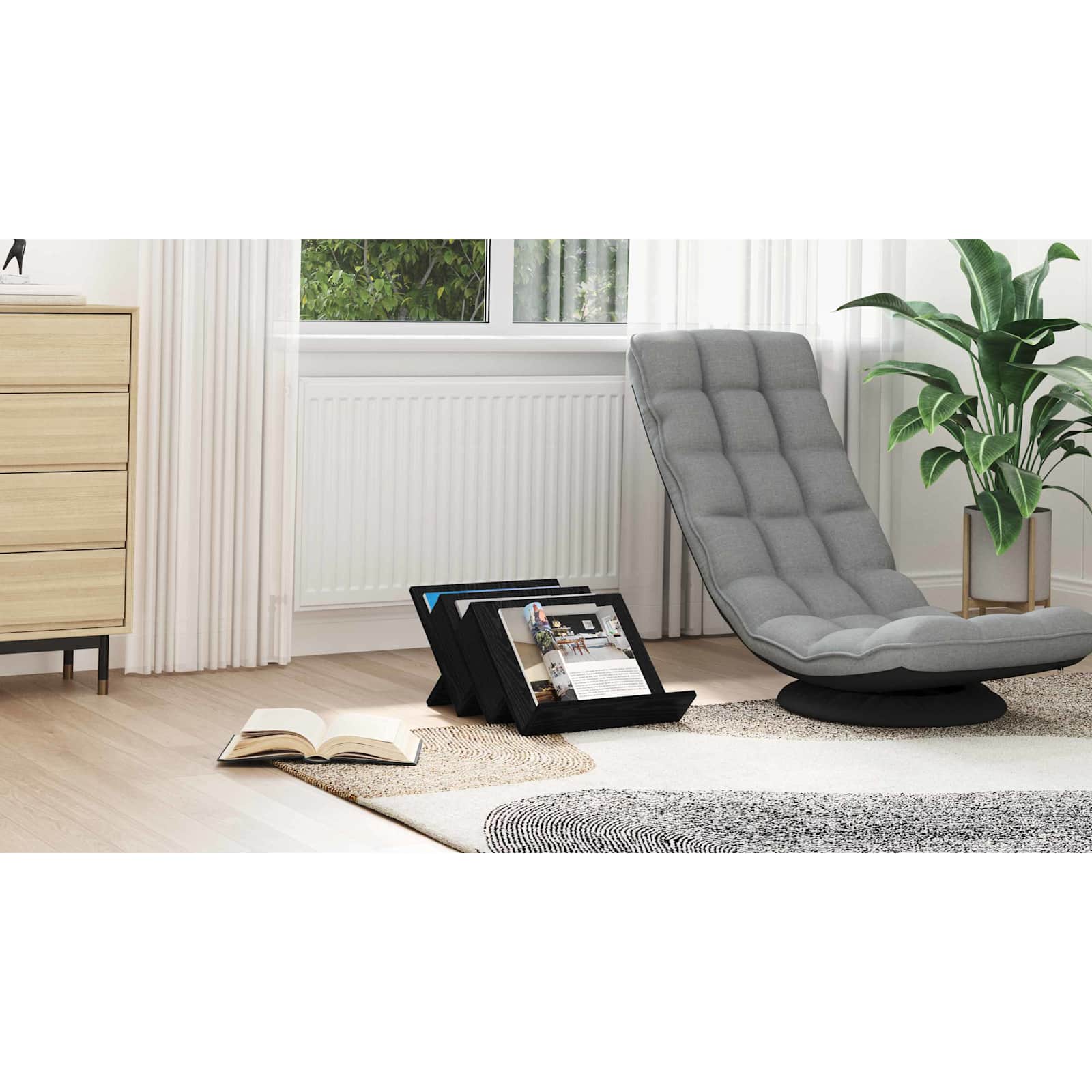vidaXL Regał na gazety z półką Czarny Dąb 53 x 40 x 28,5 cm