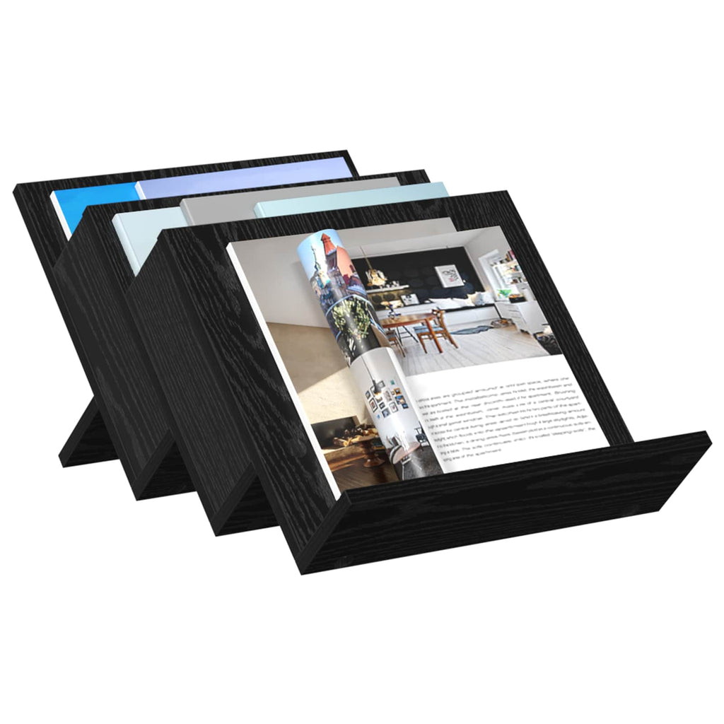 vidaXL Regał na gazety z półką Czarny Dąb 53 x 40 x 28,5 cm