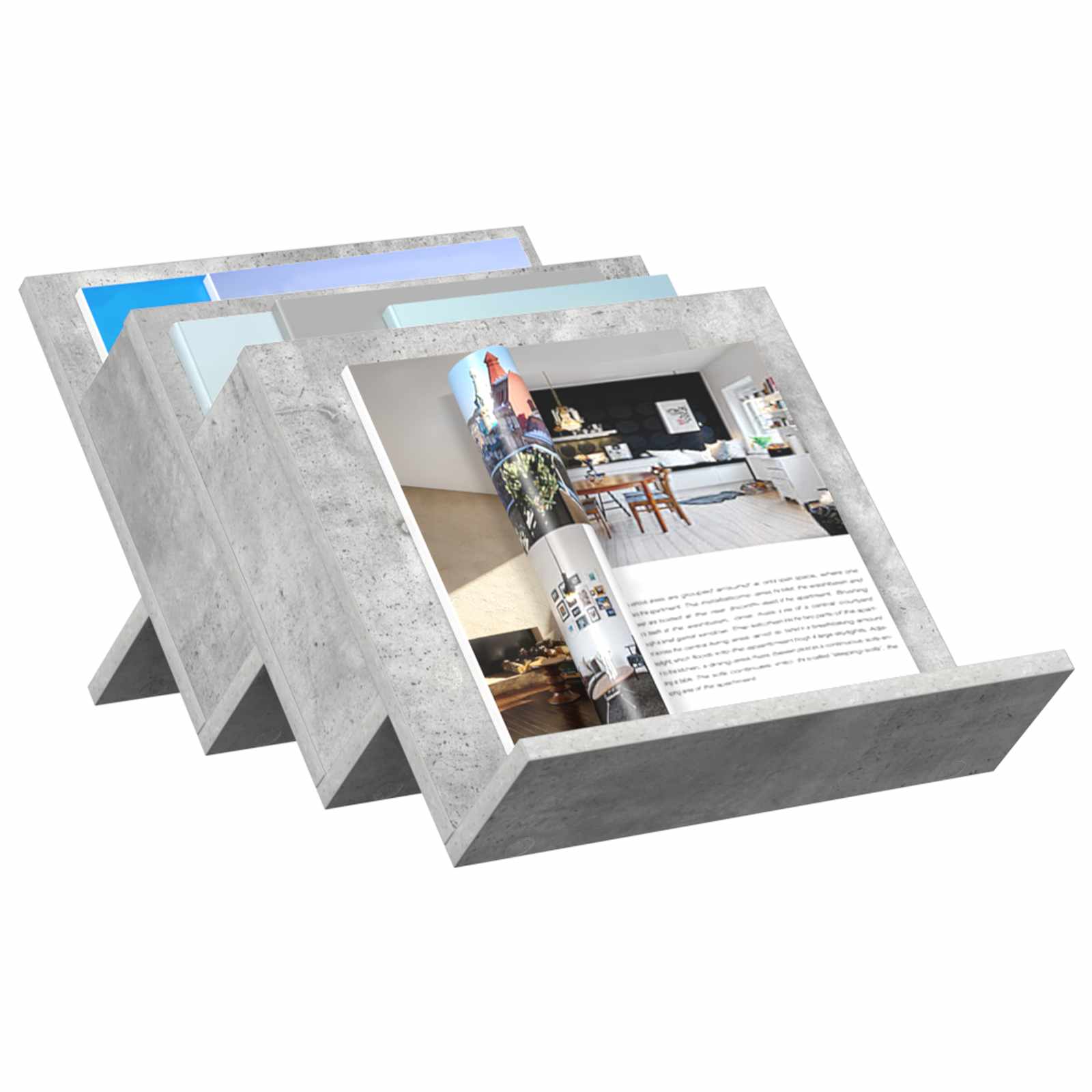 vidaXL Regał na gazety z półką Szary beton 53 x 40 x 28,5 cm