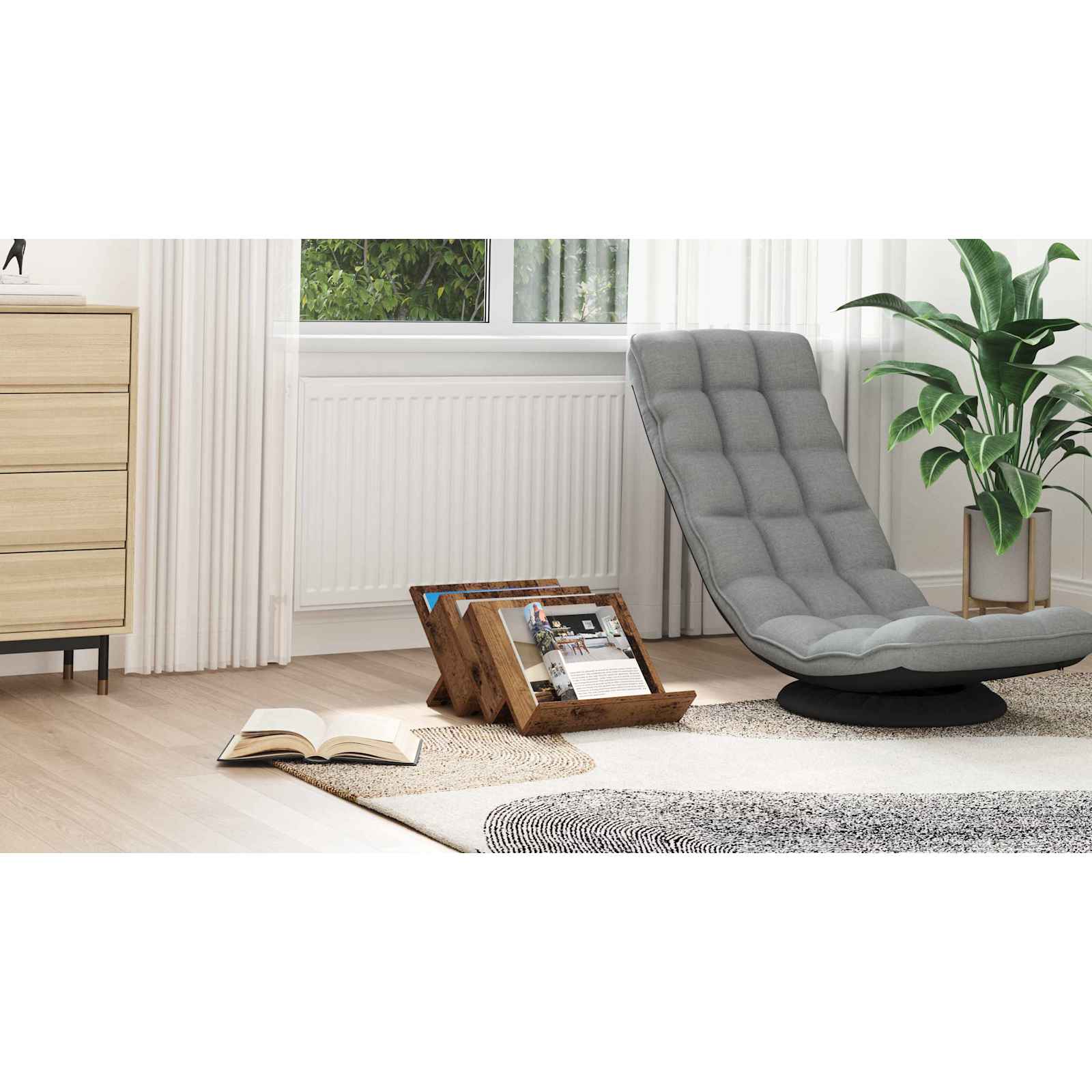 vidaXL Regał na gazety z półką Stare drewno 53 x 40 x 28,5 cm