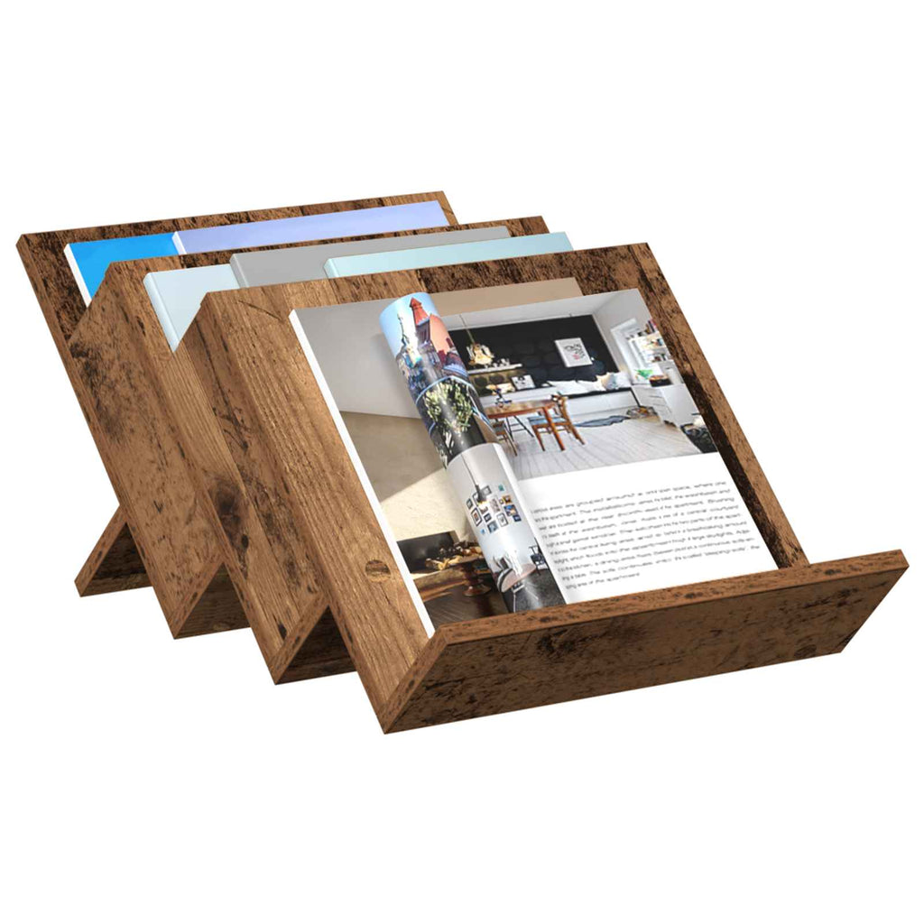 vidaXL Regał na gazety z półką Stare drewno 53 x 40 x 28,5 cm