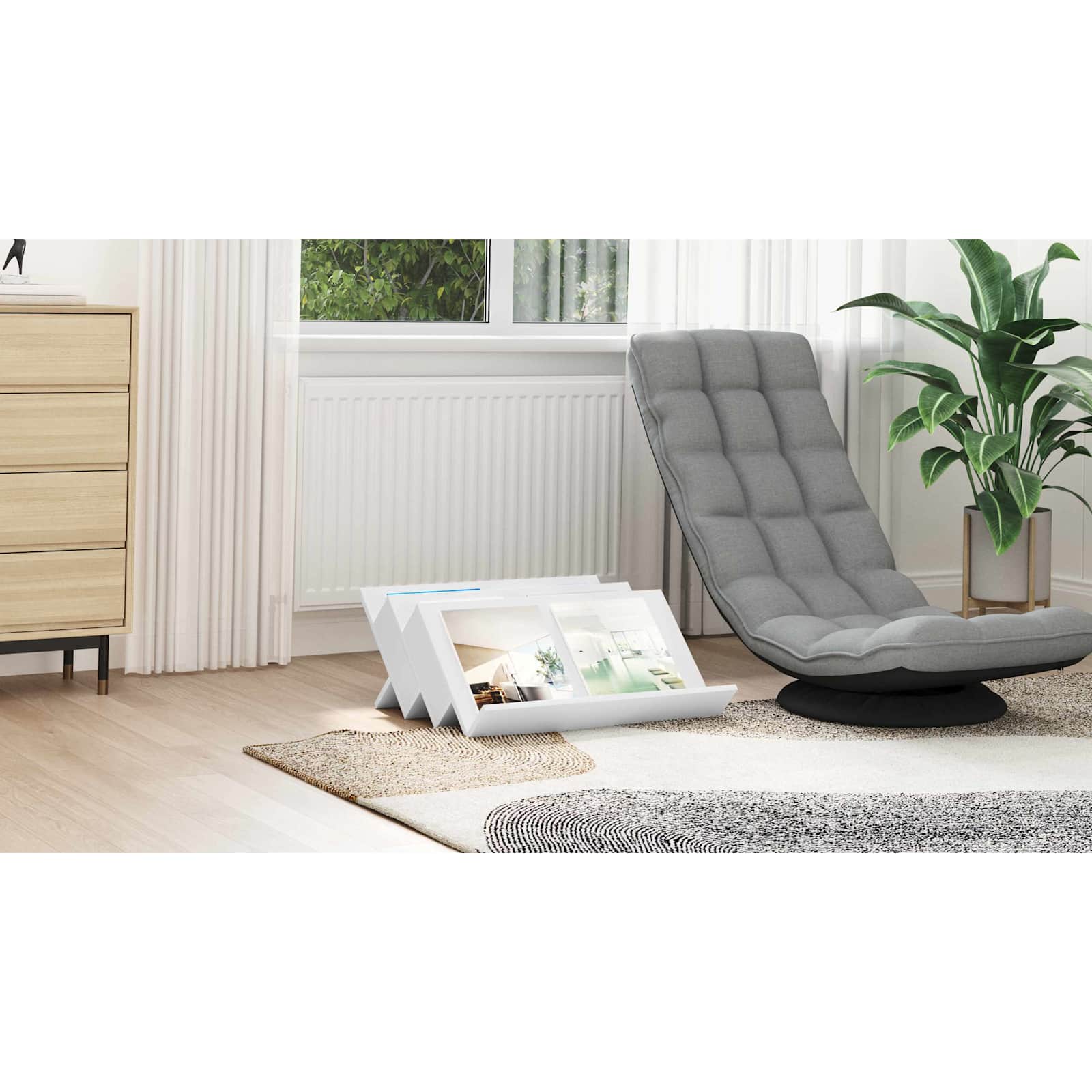 vidaXL Regał na gazety Biały 65 x 53 x 28,5 cm Drewno inżynieryjne