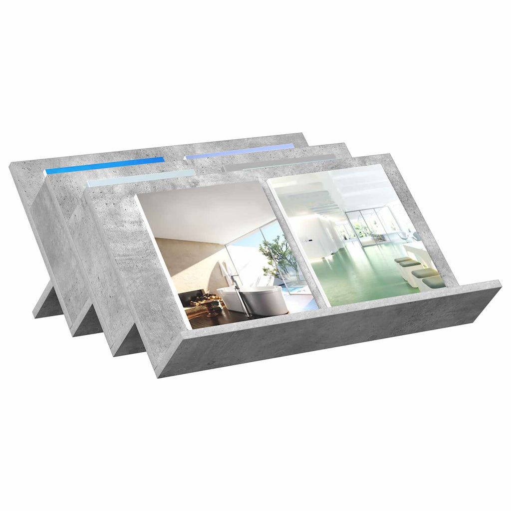 vidaXL Regał na gazety z półką Szary beton 65 x 53 x 28,5 cm