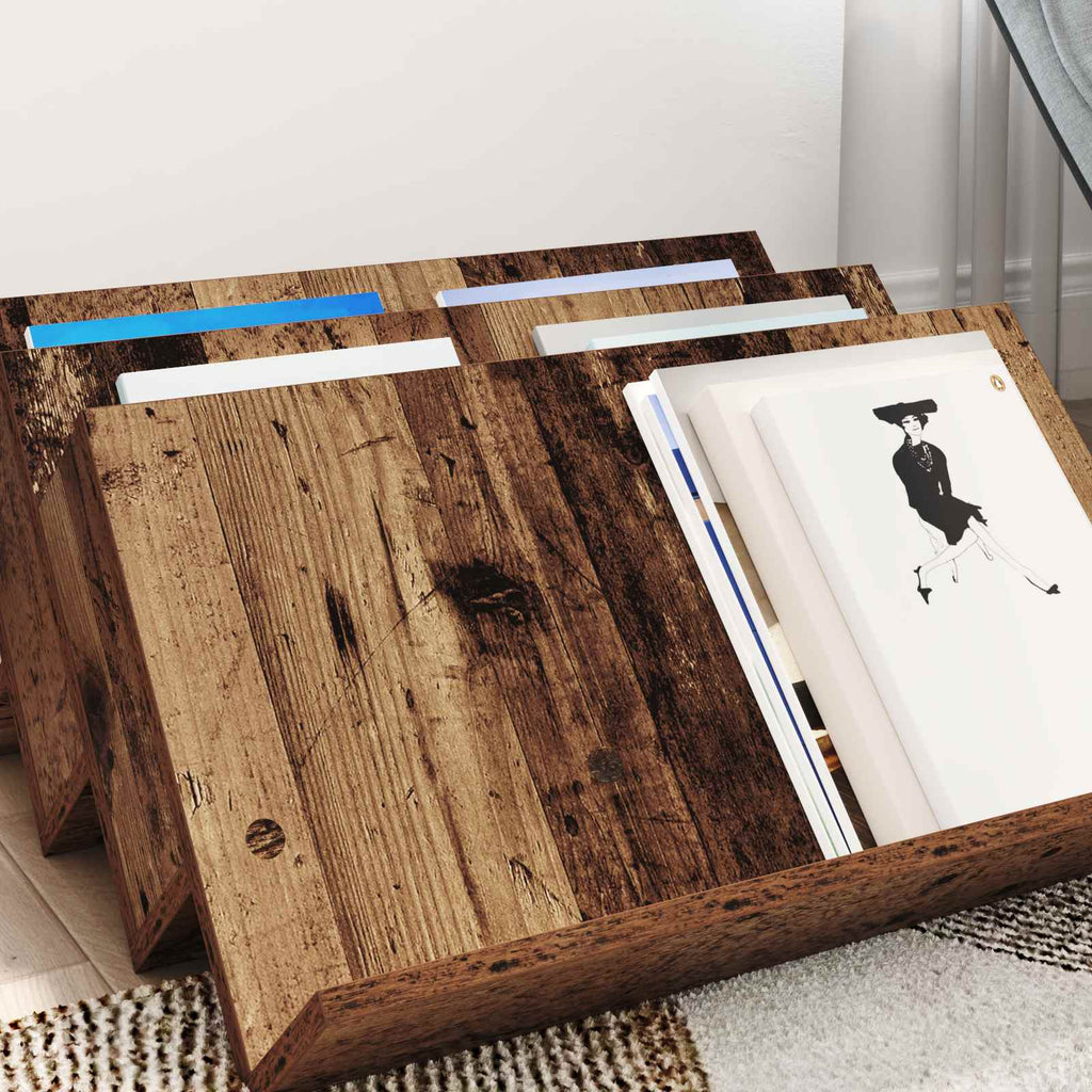 vidaXL Regał na gazety z półką Stare drewno 65 x 53 x 28,5 cm