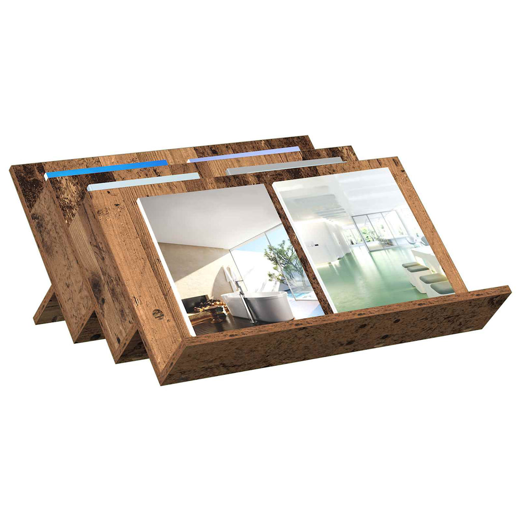 vidaXL Regał na gazety z półką Stare drewno 65 x 53 x 28,5 cm