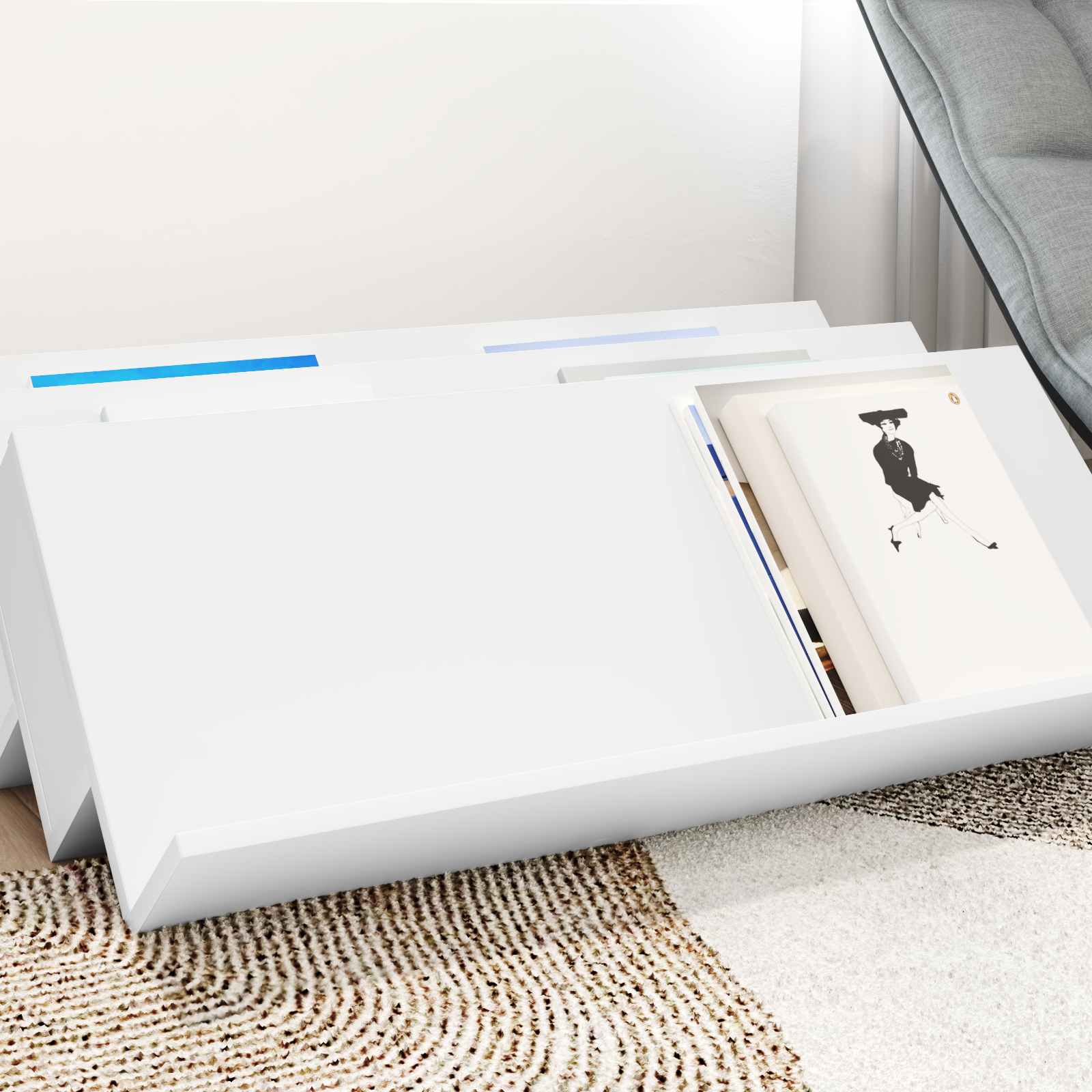 vidaXL Regał na gazety Biały 90 x 53 x 28,5 cm Materiał drewnopochodny