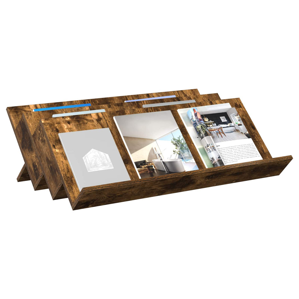 vidaXL Regał na gazety z półką Dąb wędzony 90 x 53 x 28,5 cm