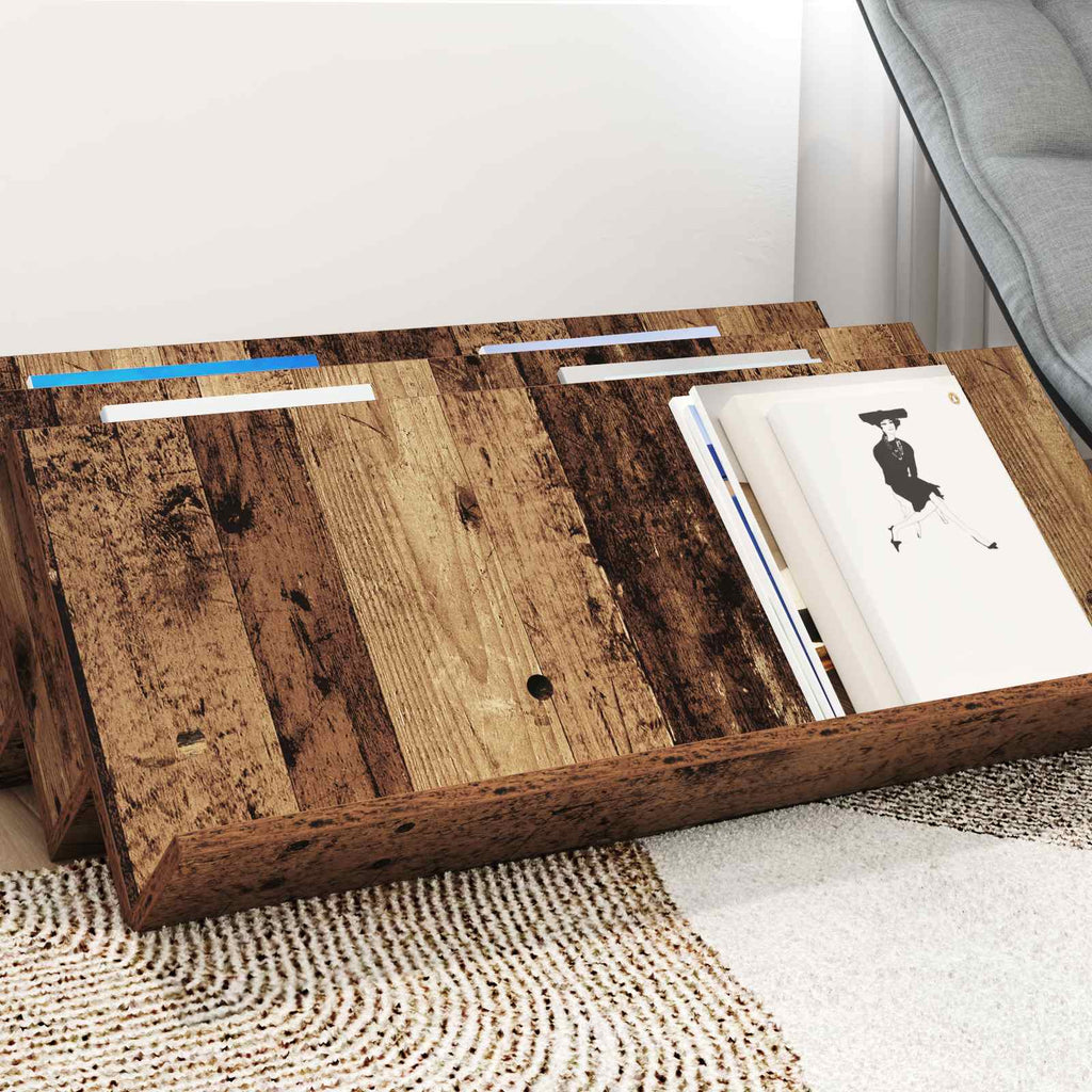 vidaXL Regał na gazety z półką Stare drewno 90 x 53 x 28,5 cm
