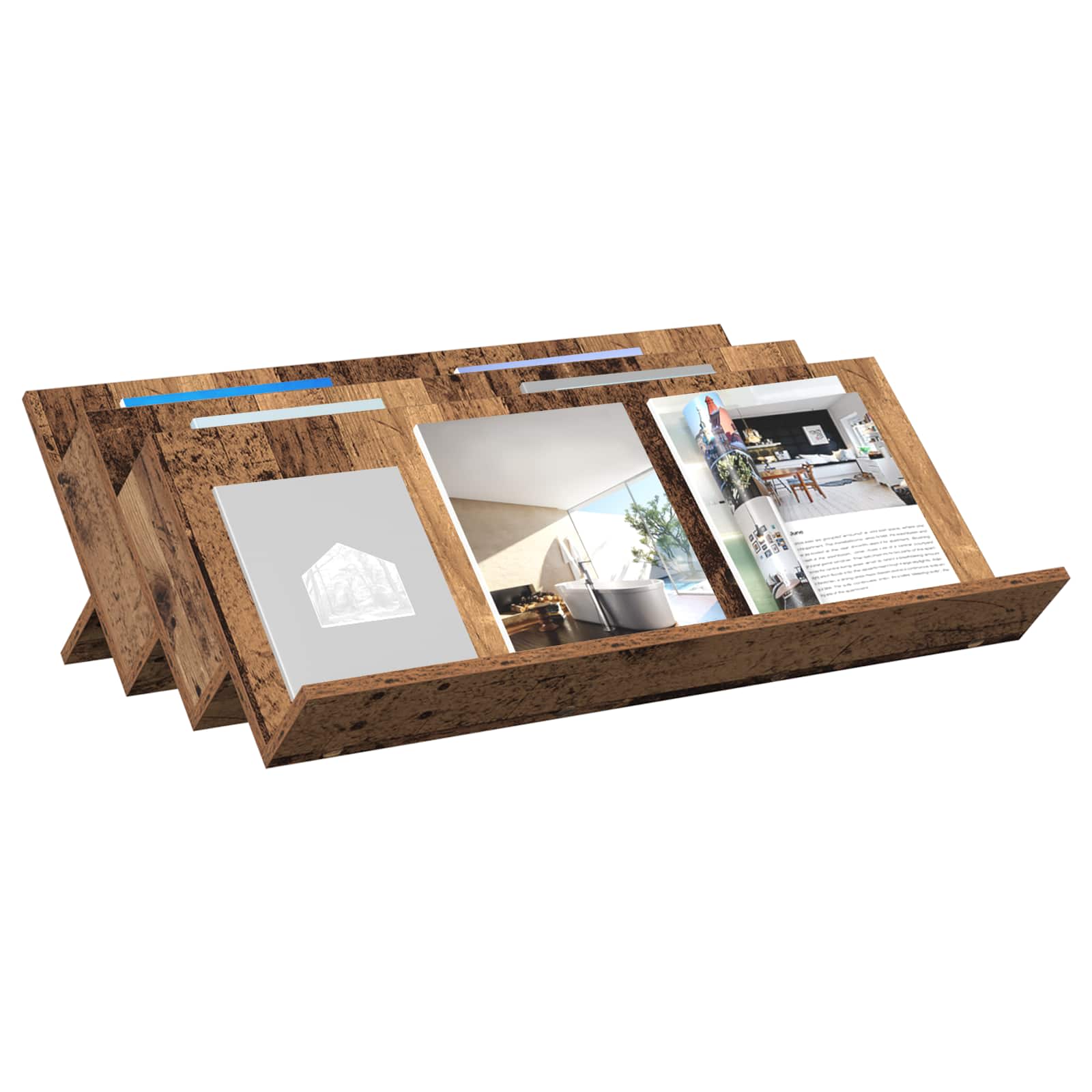 vidaXL Regał na gazety z półką Stare drewno 90 x 53 x 28,5 cm