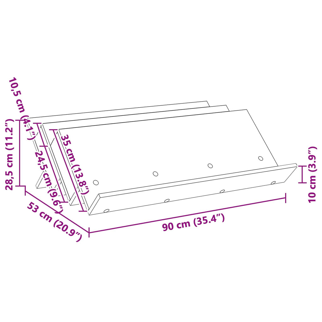 vidaXL Regał na gazety z półką Stare drewno 90 x 53 x 28,5 cm