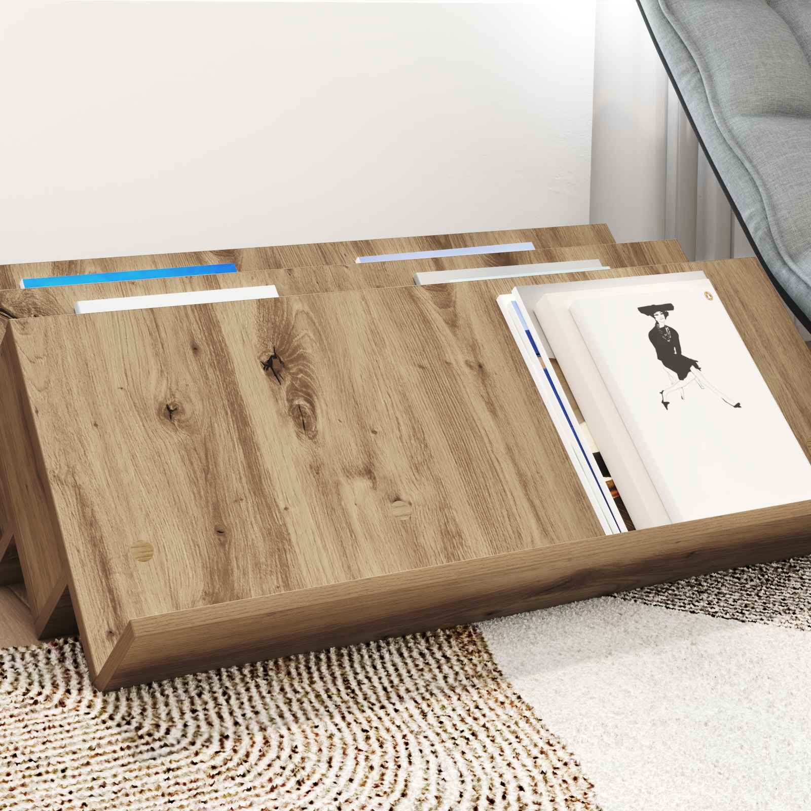 vidaXL Regał na gazety z półką Dąb rzemieślniczy 90 x 53 x 28,5 cm