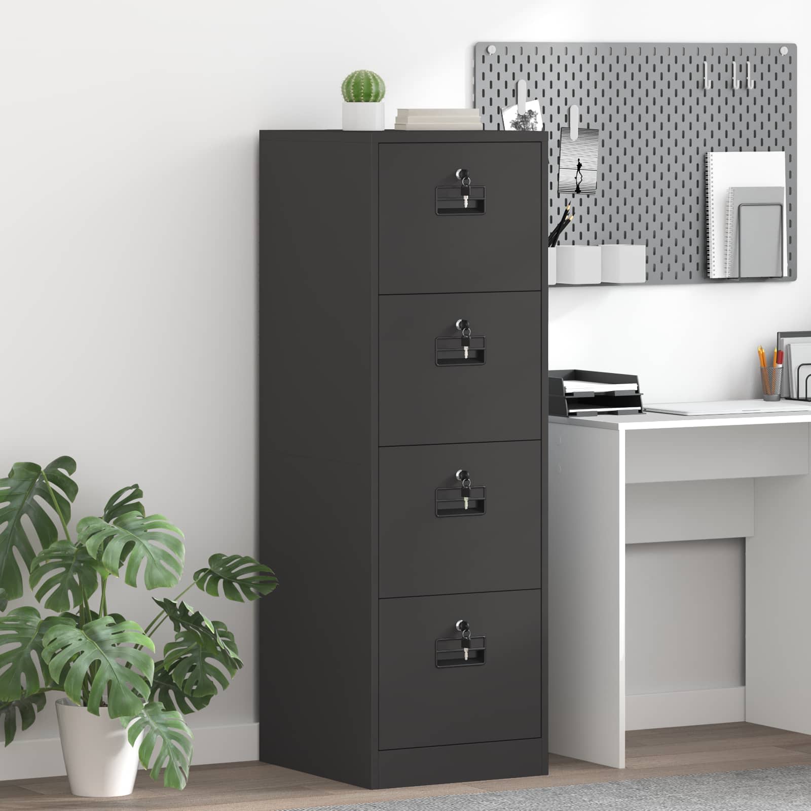vidaXL Szafka na dokumenty z szufladą 2 pcs Czarny 44 x 50 x 139 cm