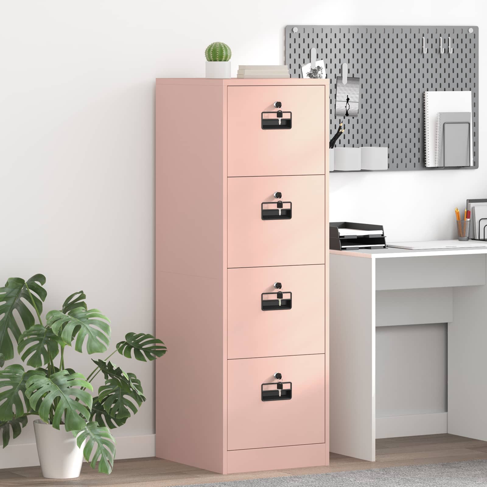 vidaXL Szafka na dokumenty z szufladą 2 pcs Różowy 44 x 50 x 139 cm