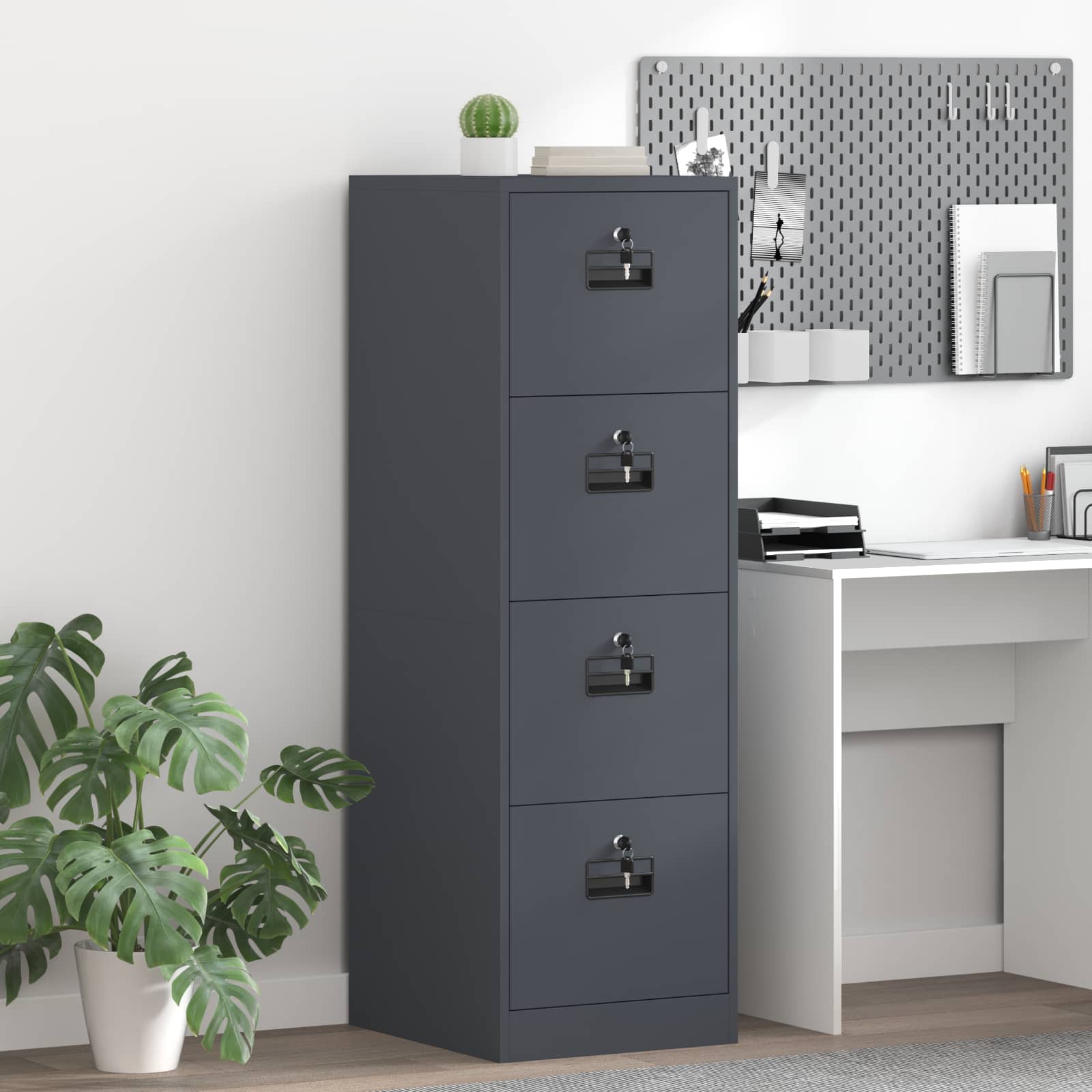 vidaXL Szafka na dokumenty z szufladą 2 pcs Antracyt 44 x 50 x 139 cm