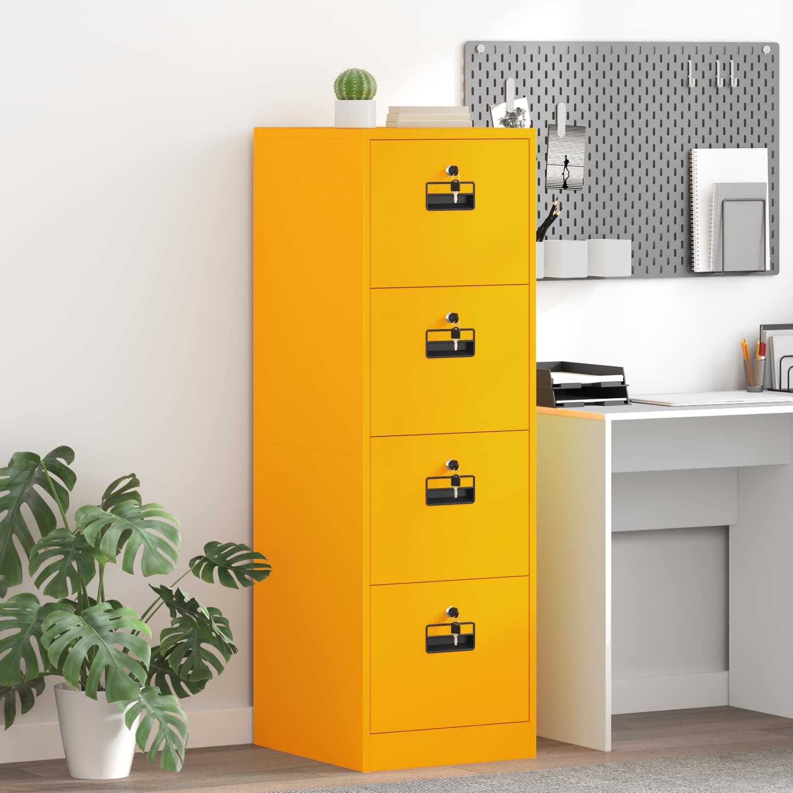 vidaXL Szafka na dokumenty 2 pcs Musztardowy Żółty 44 x 50 x 139 cm
