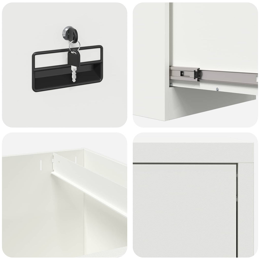 vidaXL Szafka na dokumenty z szufladą 2 pcs Biały 44 x 50 x 139 cm