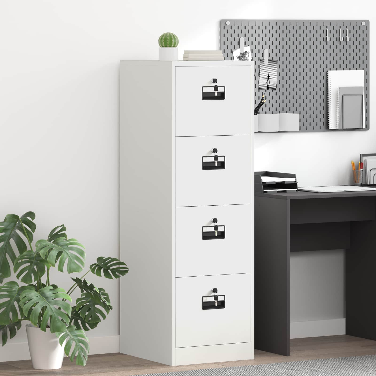 vidaXL Szafka na dokumenty z szufladą 2 pcs Biały 44 x 50 x 139 cm