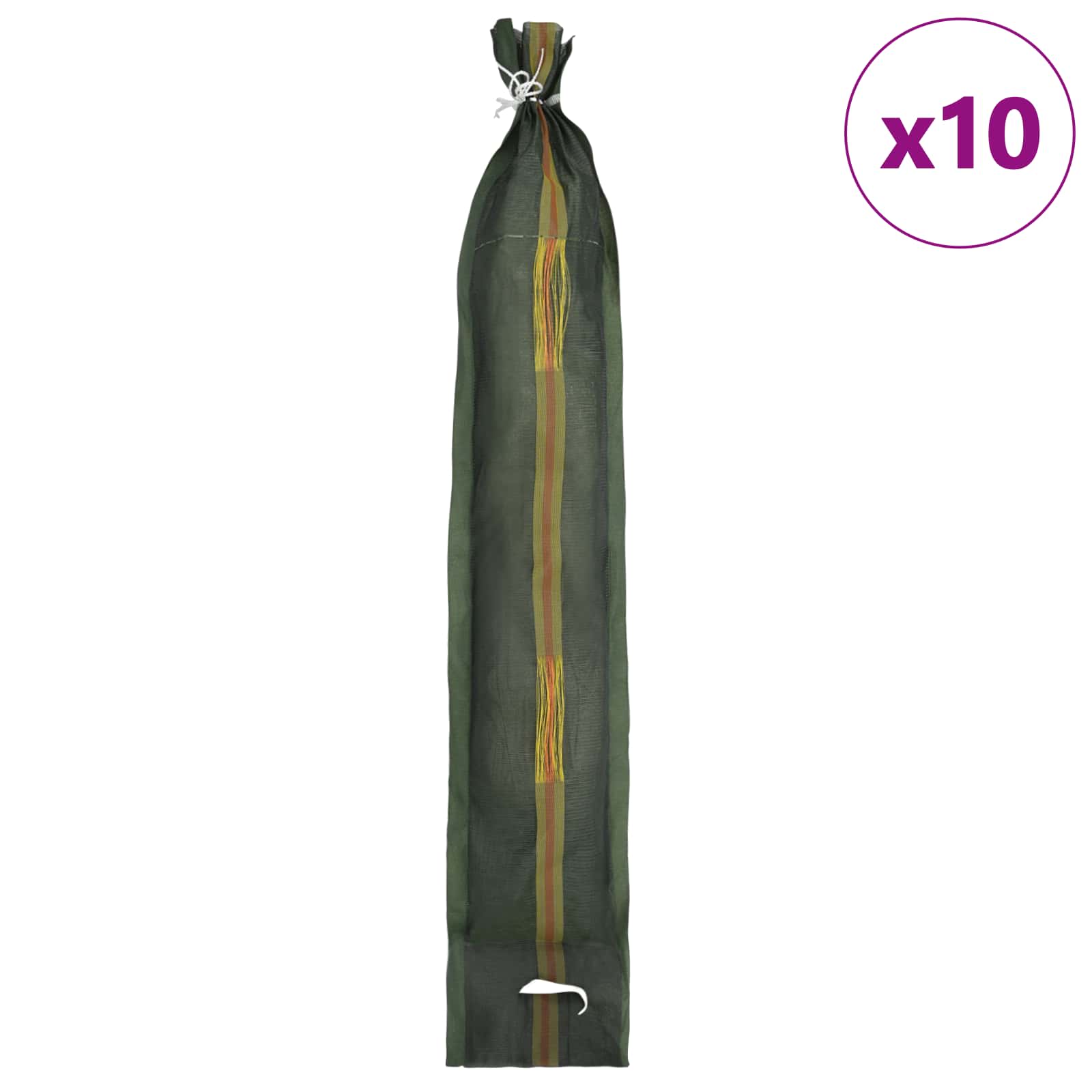 vidaXL Worki z piaskiem 10 pcs Ciemna zieleń 100 x 25 cm HDPE