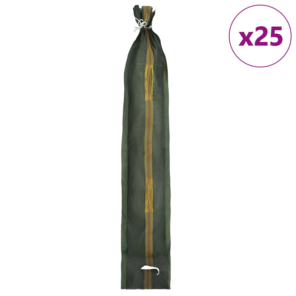 vidaXL Worki z piaskiem 25 pcs Ciemna zieleń 100 x 25 cm HDPE