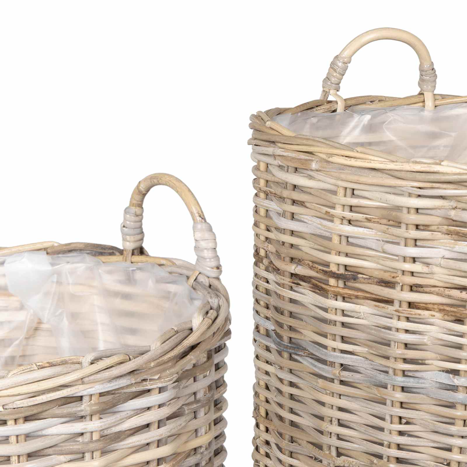 vidaXL Kosz na rośliny 2 szt. Naturalna szarość Rattan Kubu