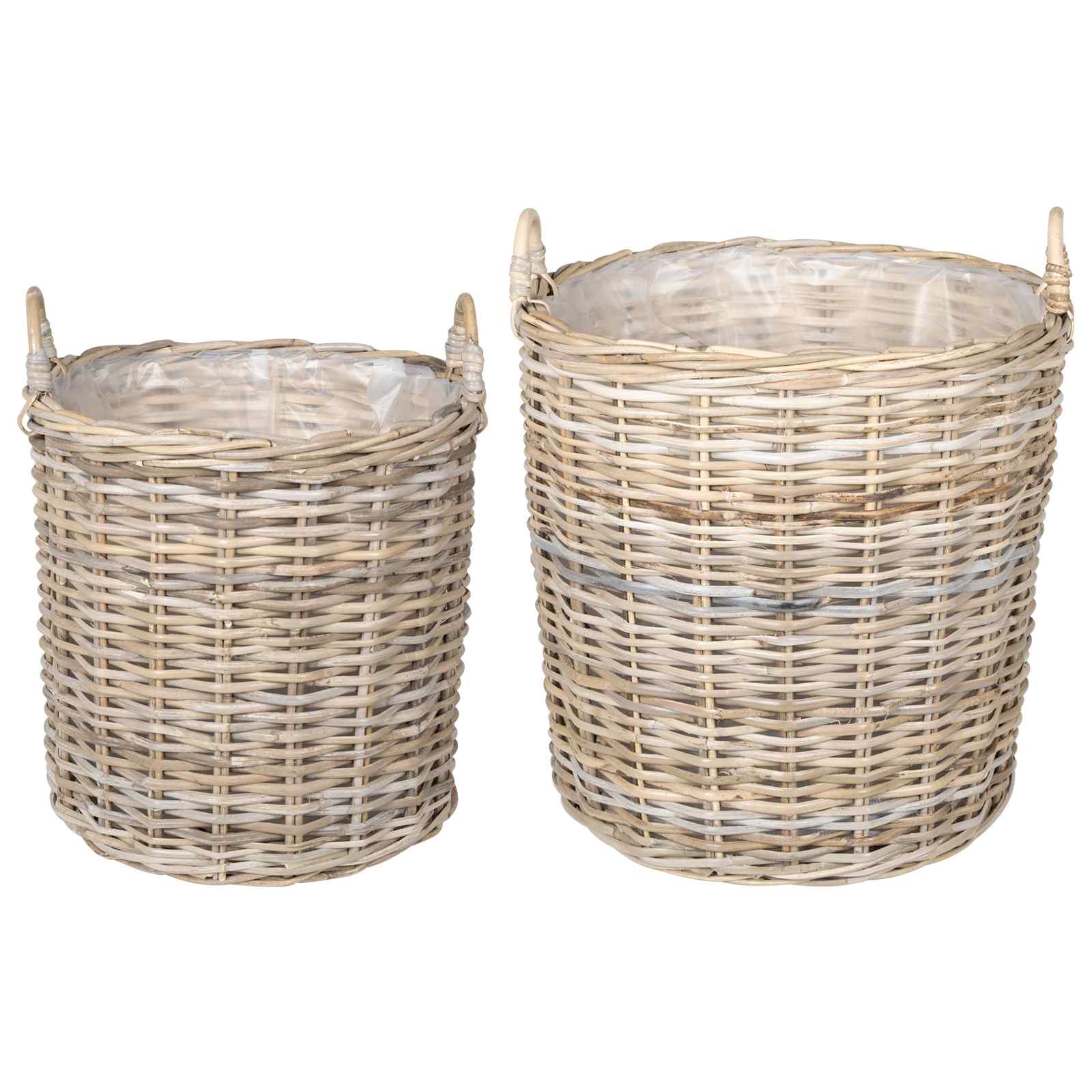 vidaXL Kosz na rośliny 2 szt. Naturalna szarość Rattan Kubu