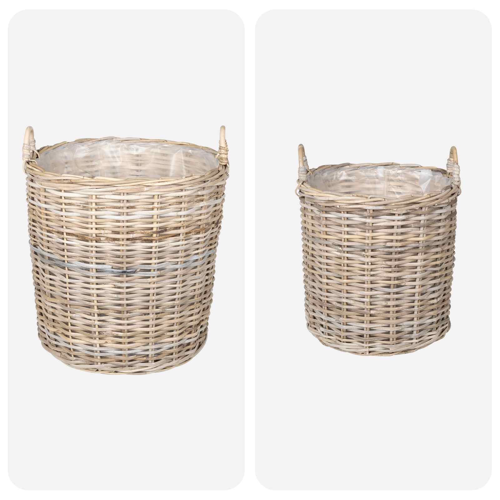 vidaXL Kosz na rośliny 2 szt. Naturalna szarość Rattan Kubu