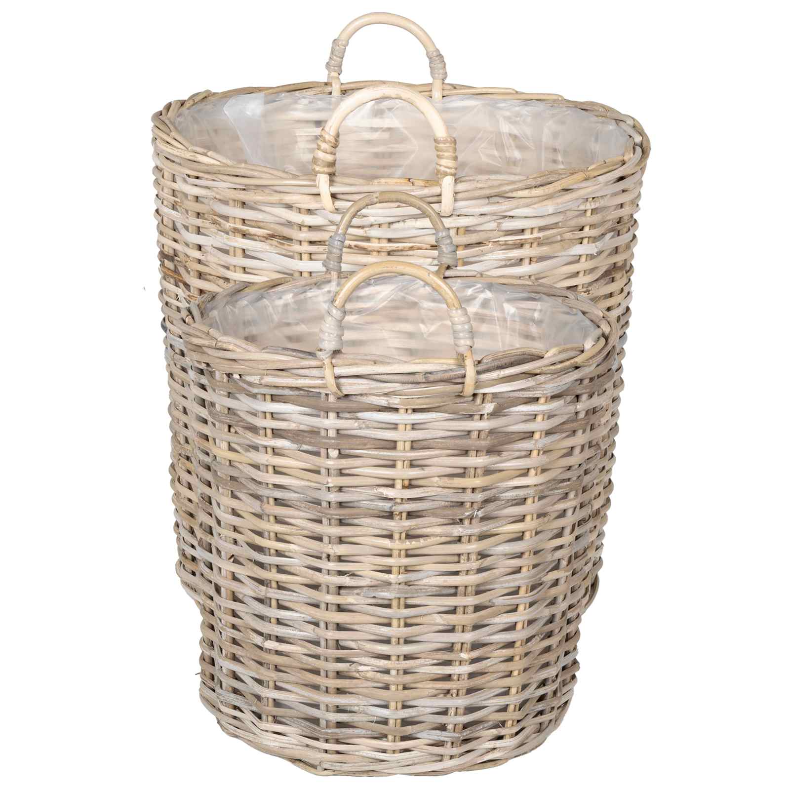 vidaXL Kosz na rośliny 2 szt. Naturalna szarość Rattan Kubu
