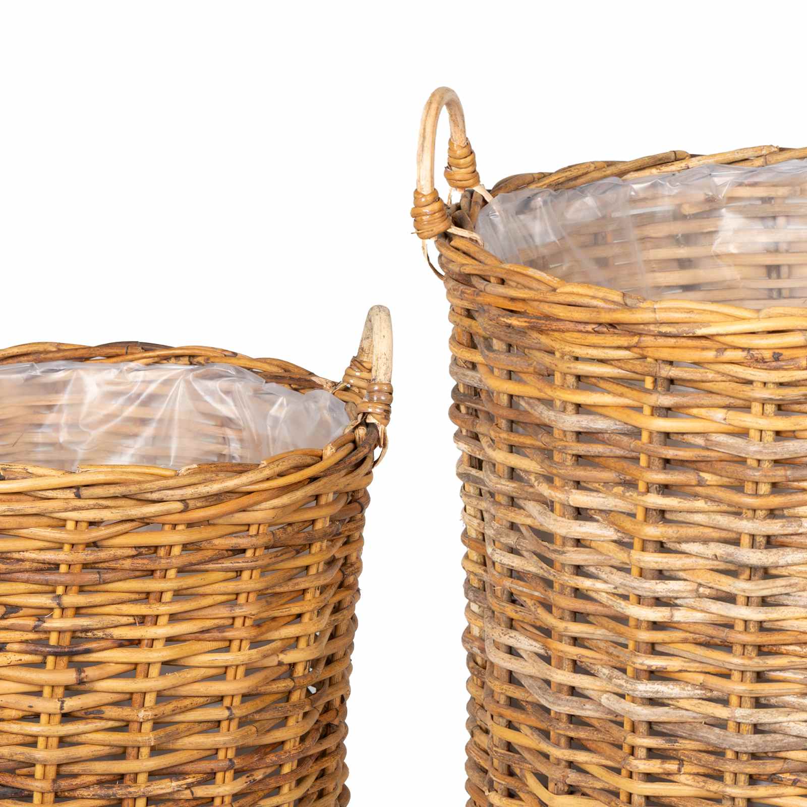 vidaXL Kosz na rośliny 2 szt. Naturalny Brąz Rattan Kubu