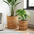 vidaXL Kosz na rośliny 2 szt. Naturalny Brąz Rattan Kubu