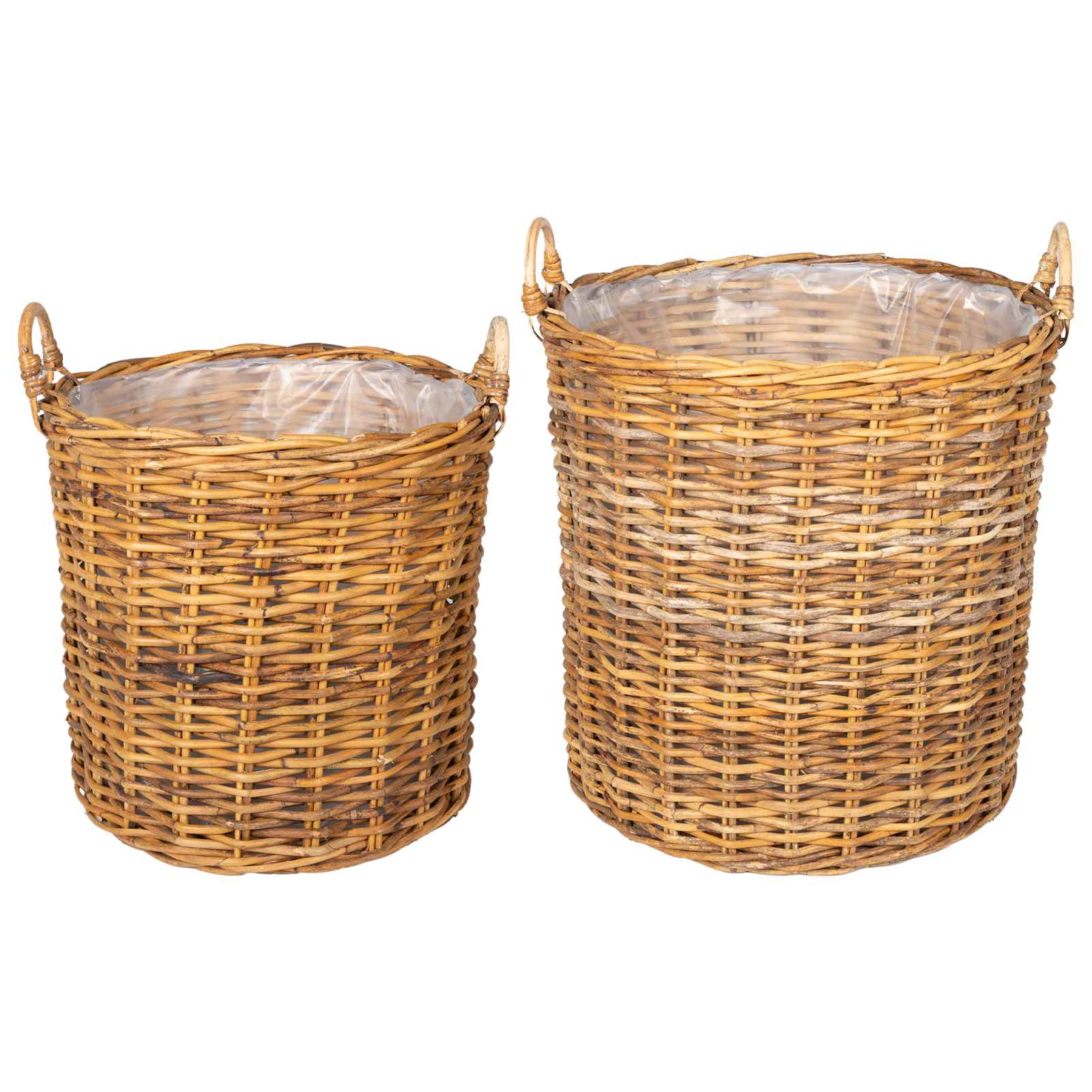 vidaXL Kosz na rośliny 2 szt. Naturalny Brąz Rattan Kubu