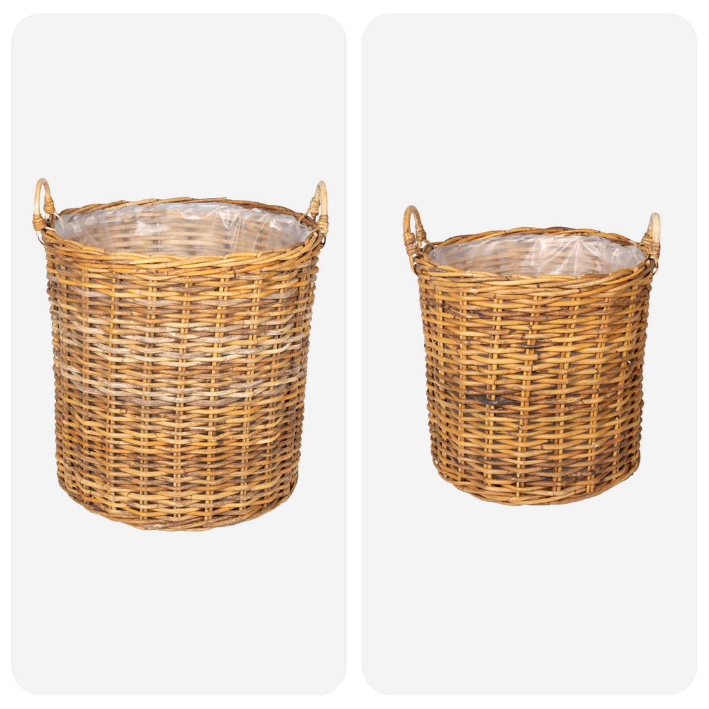 vidaXL Kosz na rośliny 2 szt. Naturalny Brąz Rattan Kubu