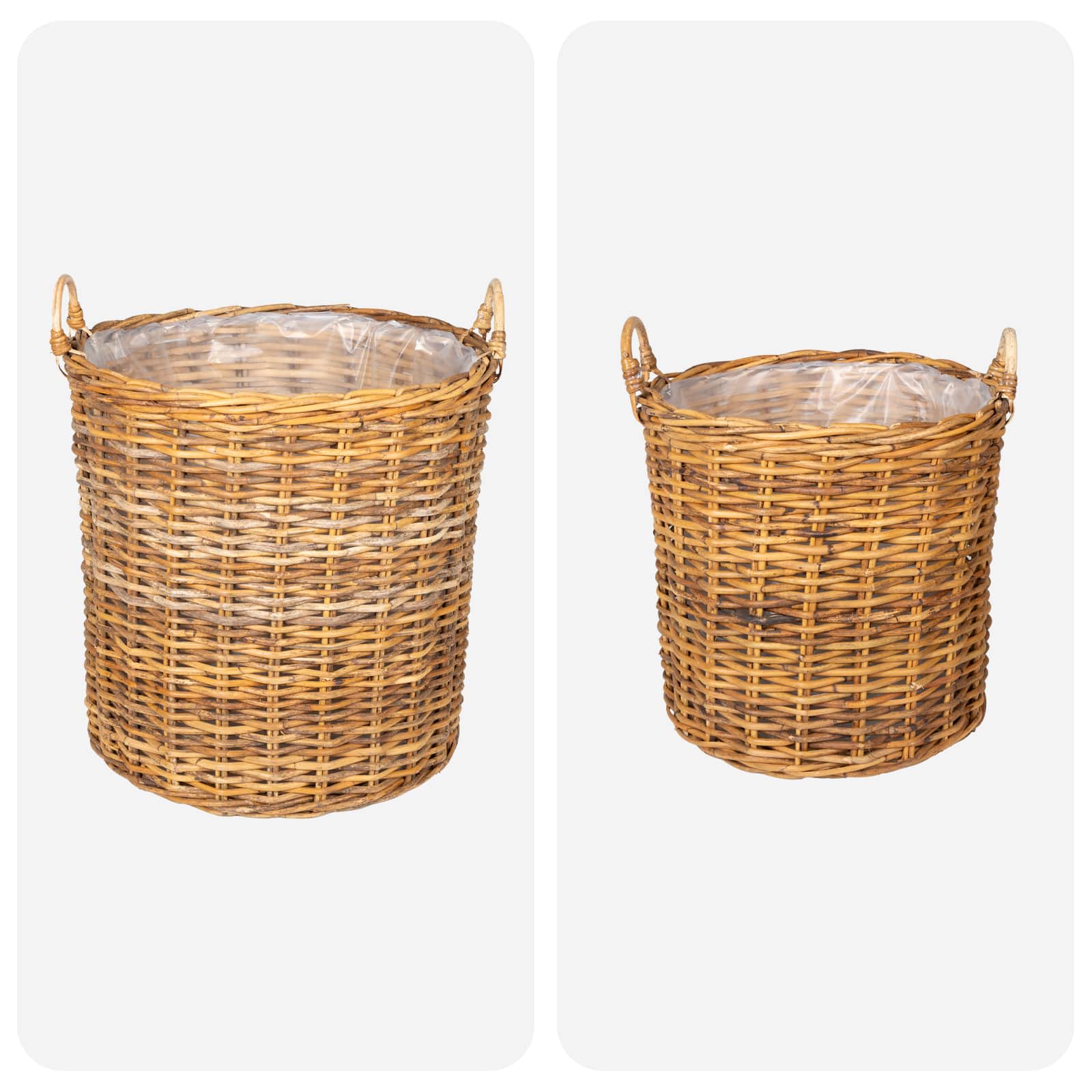 vidaXL Kosz na rośliny 2 szt. Naturalny Brąz Rattan Kubu