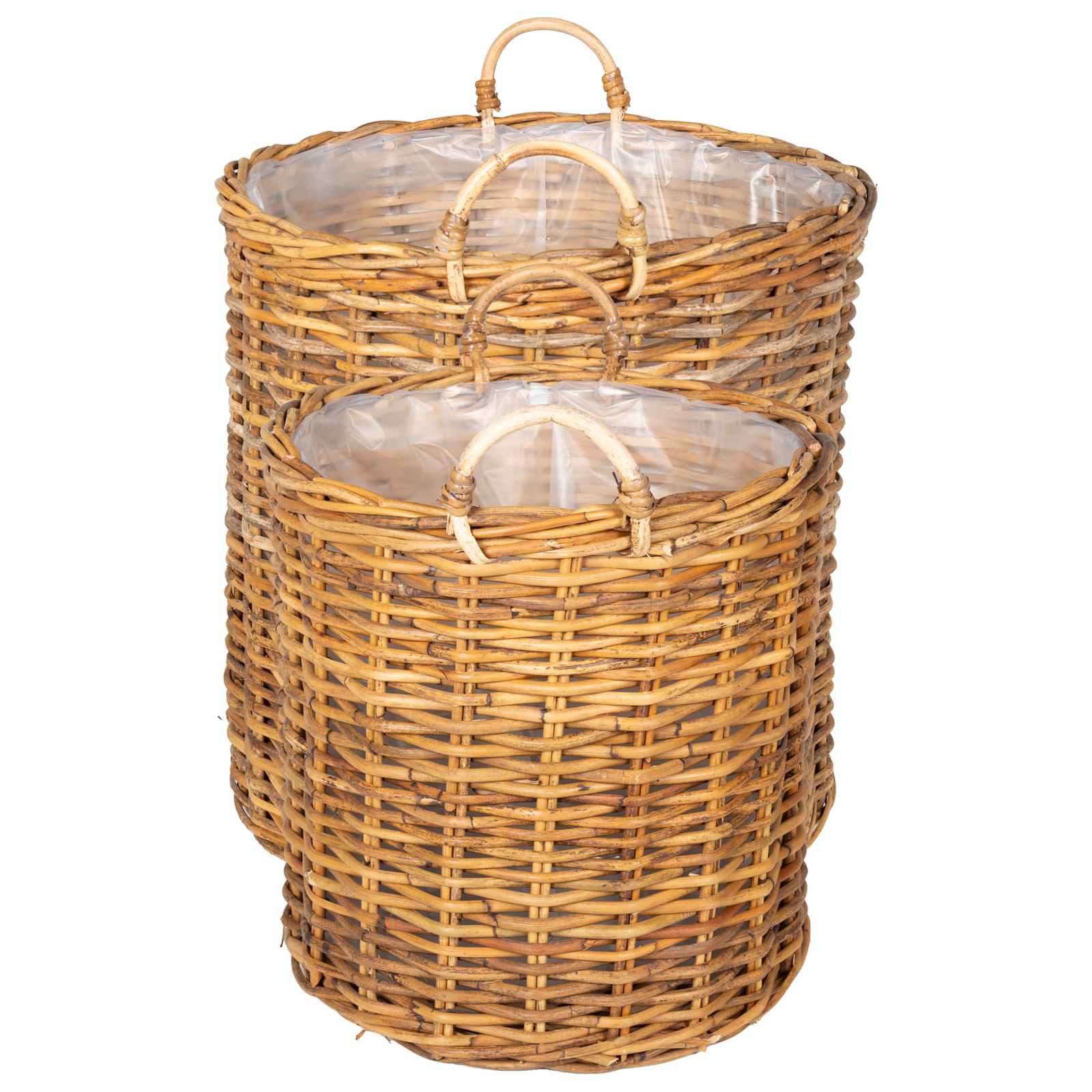 vidaXL Kosz na rośliny 2 szt. Naturalny Brąz Rattan Kubu