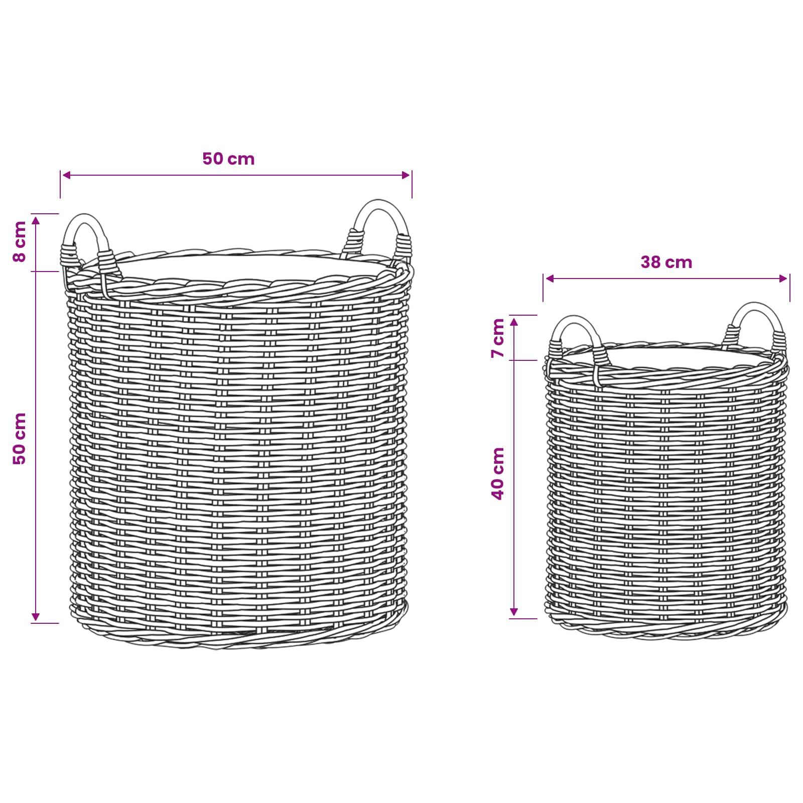 vidaXL Kosz na rośliny 2 szt. Naturalny Brąz Rattan Kubu