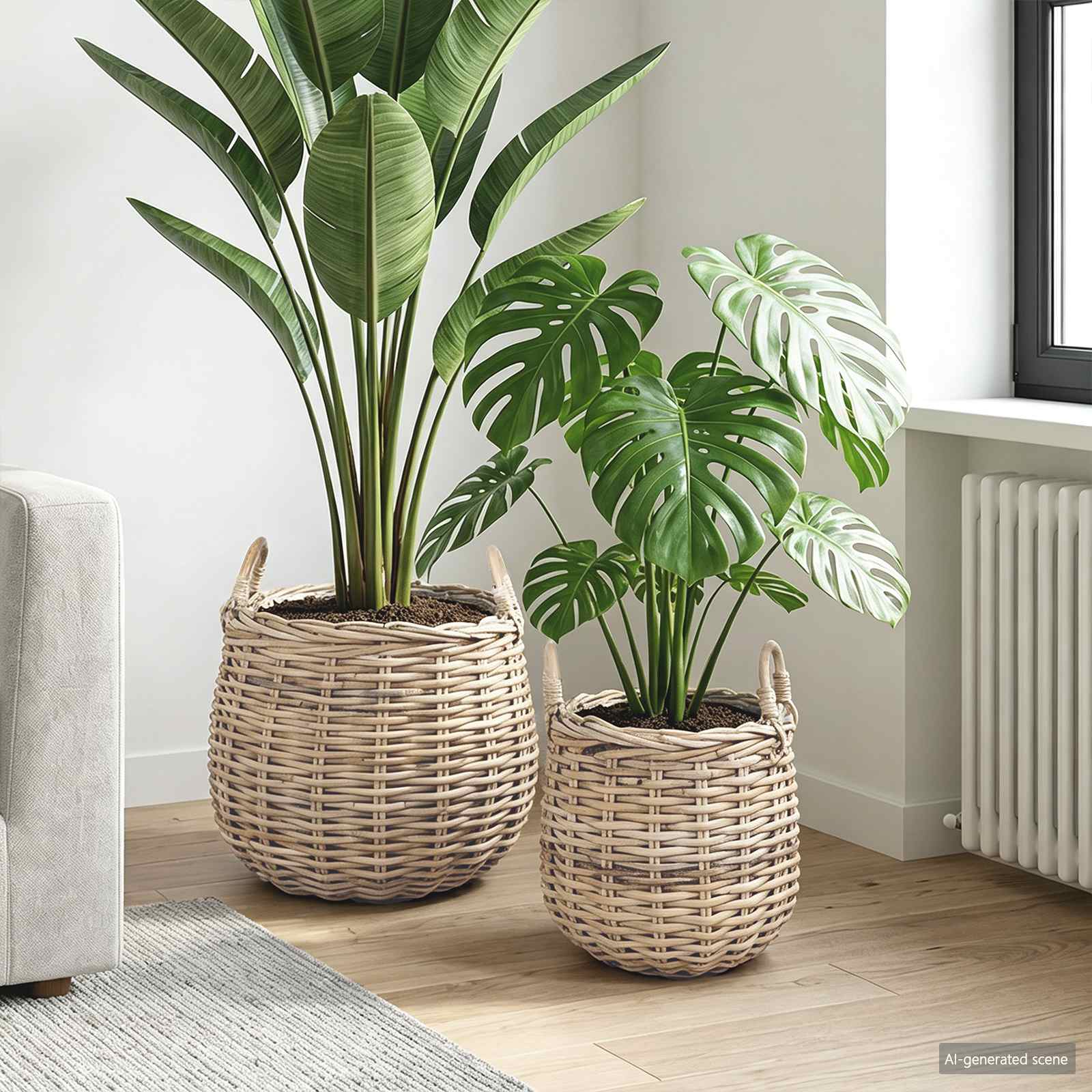vidaXL Kosz na rośliny 2 szt. Naturalna szarość Rattan Kubu