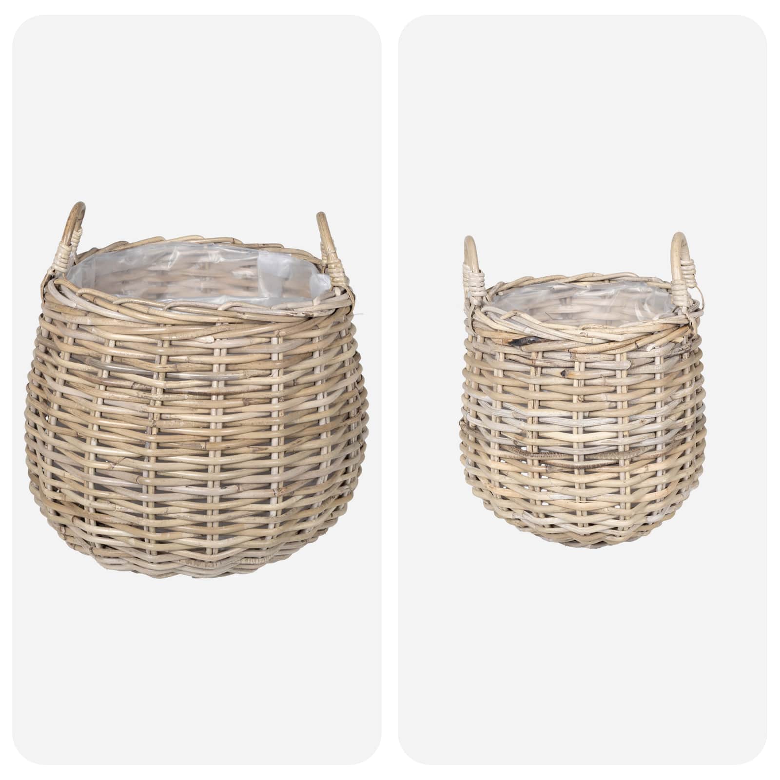 vidaXL Kosz na rośliny 2 szt. Naturalna szarość Rattan Kubu
