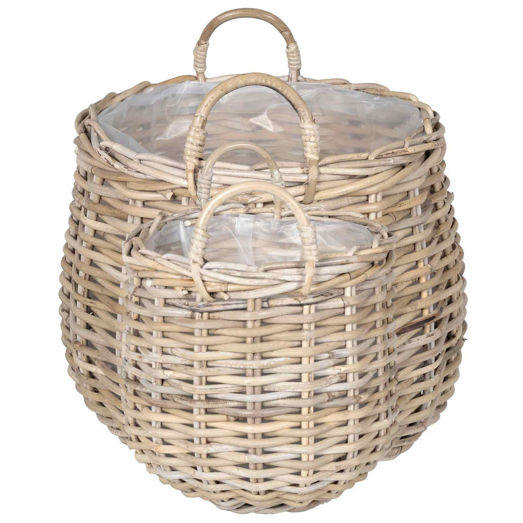 vidaXL Kosz na rośliny 2 szt. Naturalna szarość Rattan Kubu