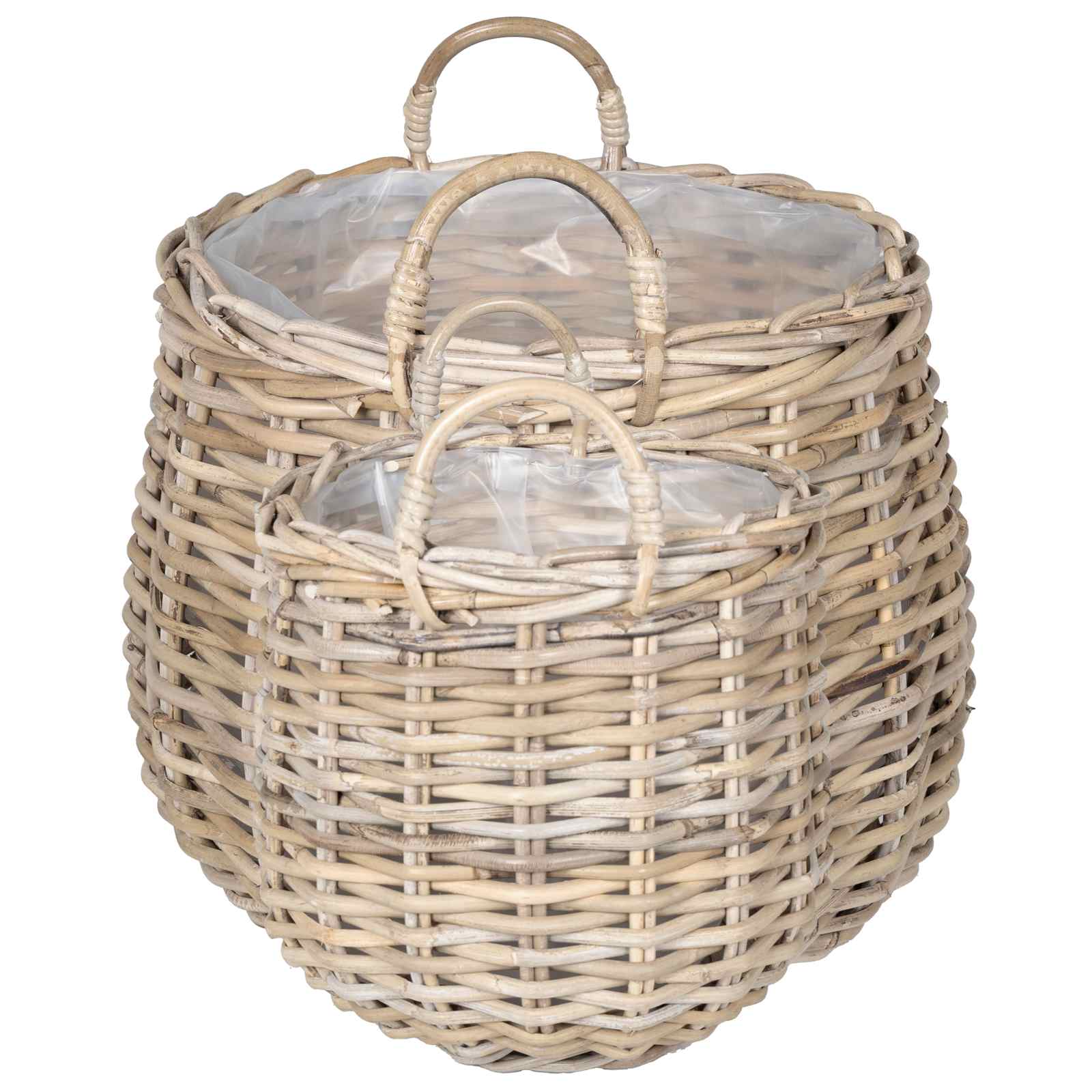 vidaXL Kosz na rośliny 2 szt. Naturalna szarość Rattan Kubu