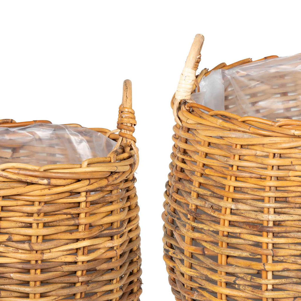 vidaXL Kosz na rośliny 2 szt. Naturalny Brąz Rattan Kubu