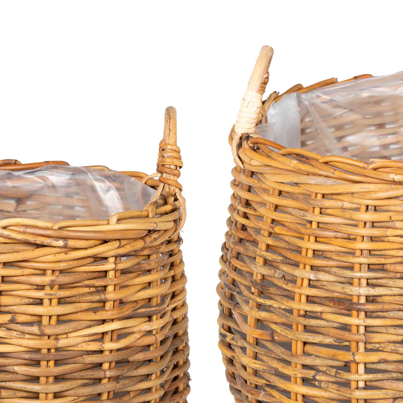 vidaXL Kosz na rośliny 2 szt. Naturalny Brąz Rattan Kubu
