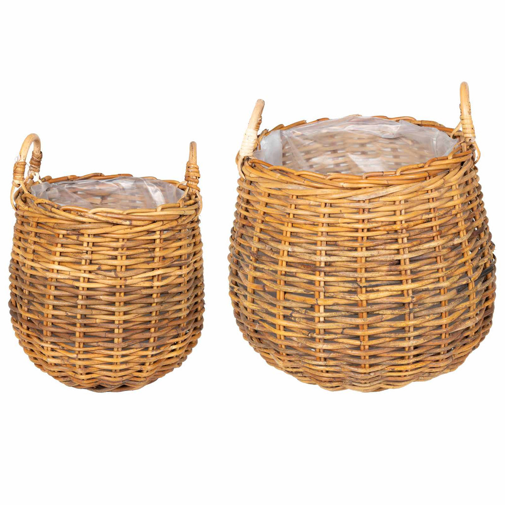 vidaXL Kosz na rośliny 2 szt. Naturalny Brąz Rattan Kubu