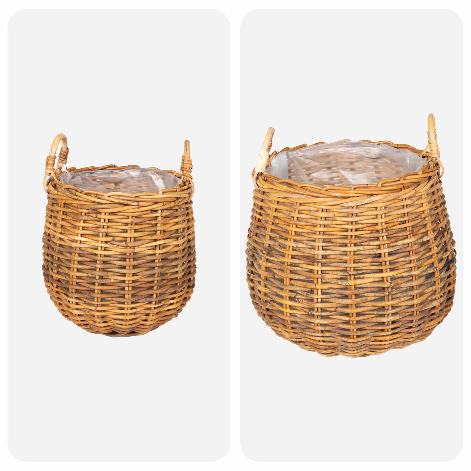 vidaXL Kosz na rośliny 2 szt. Naturalny Brąz Rattan Kubu