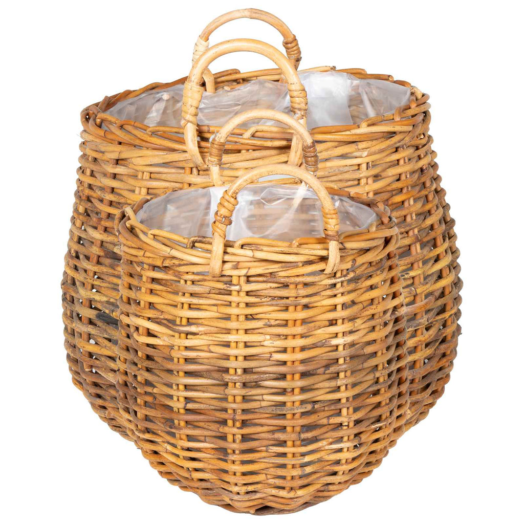 vidaXL Kosz na rośliny 2 szt. Naturalny Brąz Rattan Kubu