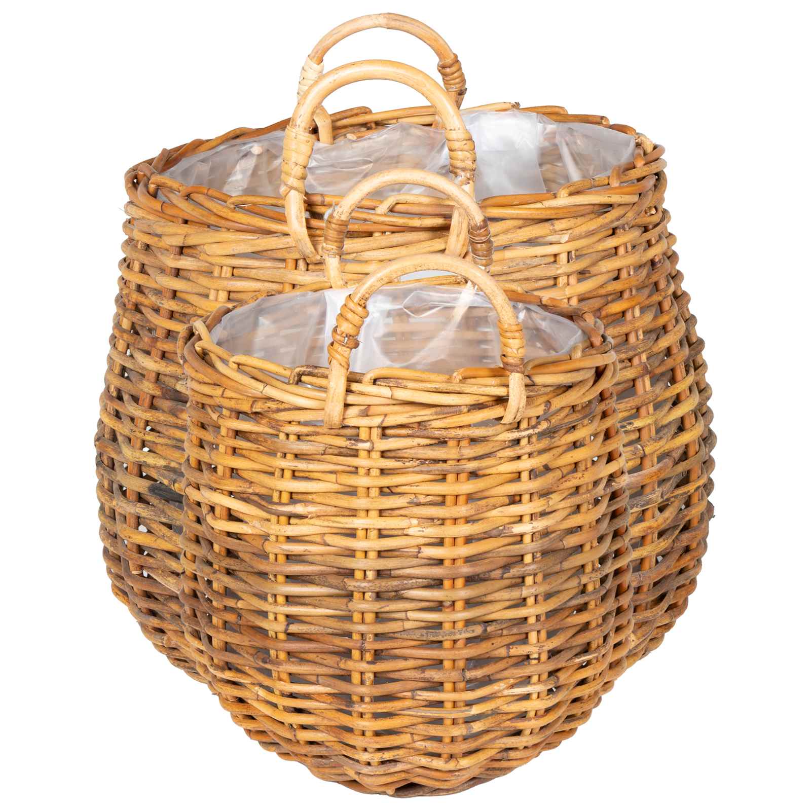 vidaXL Kosz na rośliny 2 szt. Naturalny Brąz Rattan Kubu