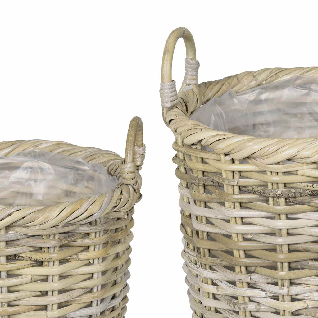 vidaXL Koszyk na rośliny GENDT 3 szt. Naturalna szarość Rattan Kubu