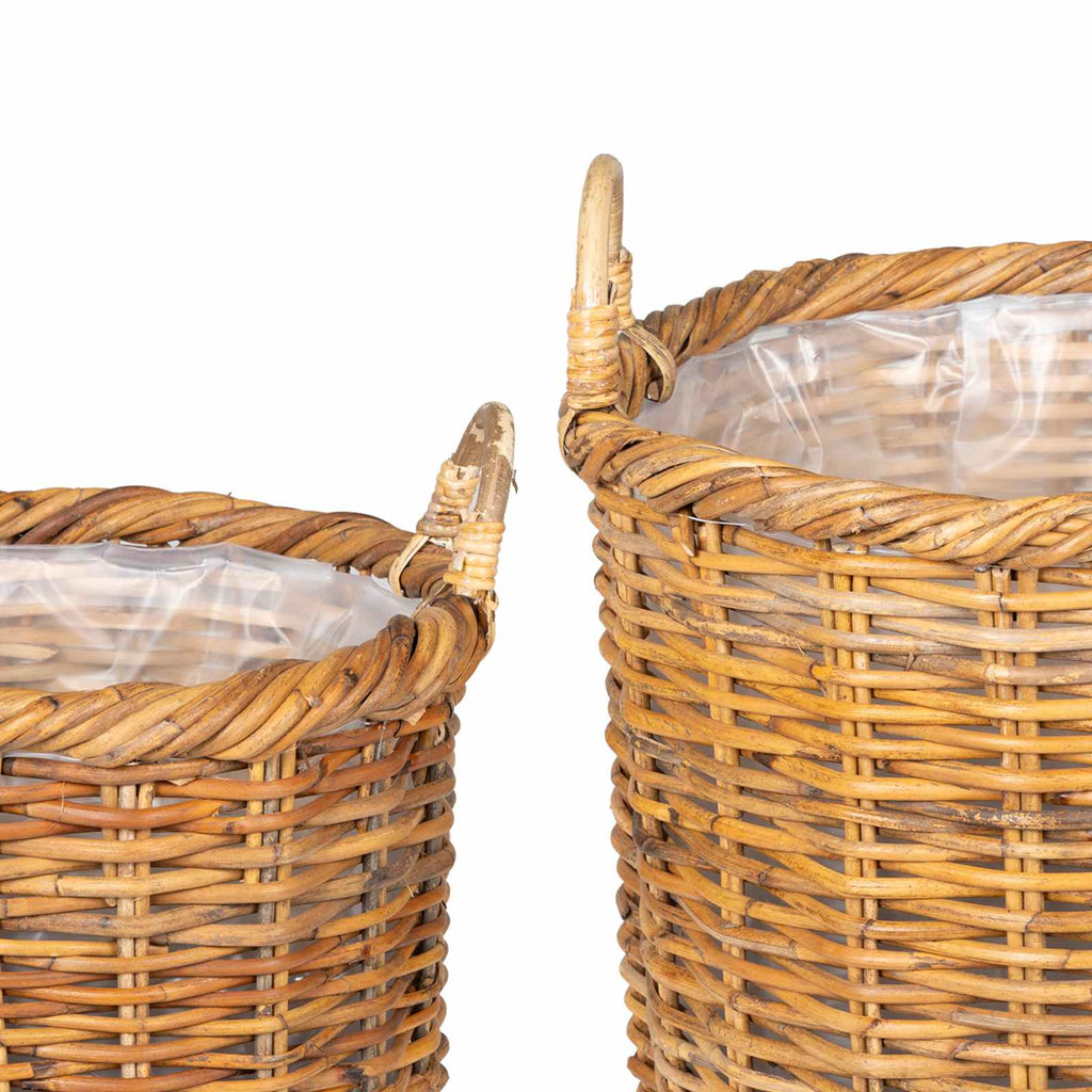vidaXL Koszyk na rośliny GENDT 3 szt. Naturalny Brąz Rattan Kubu
